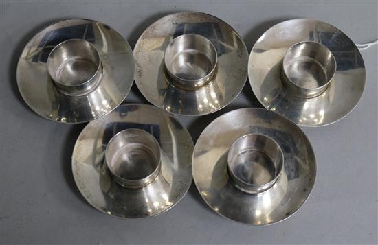 A set of five George V silver candle holders by Hukin & Heath, 67mm.